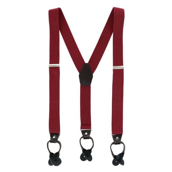 CTM Men's 1.375 Inch Wide Solid Color Y-Back Button-End Suspenders - Picture 1 of 5